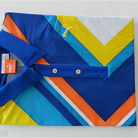 Puma Golf DUO SWING CHEVRON Polo UPF PROTECTION Shirt COOL MAX  top Men SZ M - Picture 5 of 10